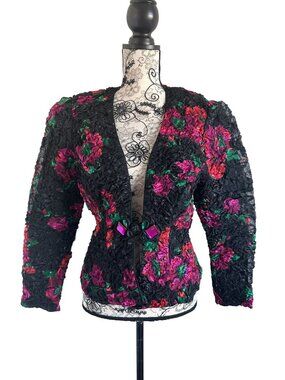 VICTORIAS SECRET Vintage Floral Blazer Jacket Size Small